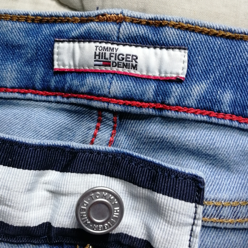 TOMMY HILFIGER High Rise Leggings Jeggings Skinny Logo band Cotton blend Size 4 - Picture 5 of 10